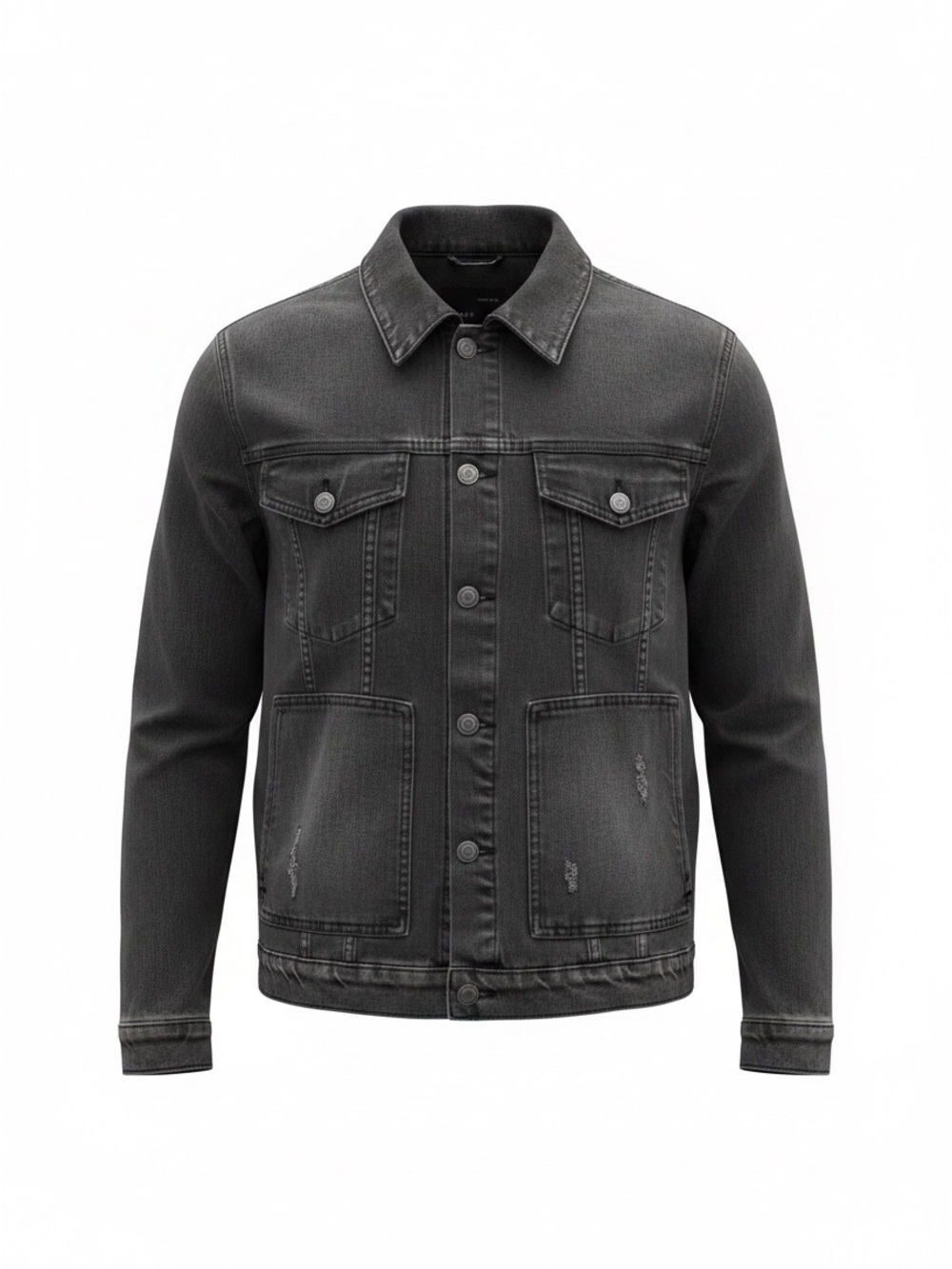 Zara Men's Black Washed Denim Jacket